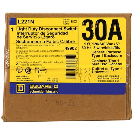 Square D Switch Sfty Lt Duty 30A L221N